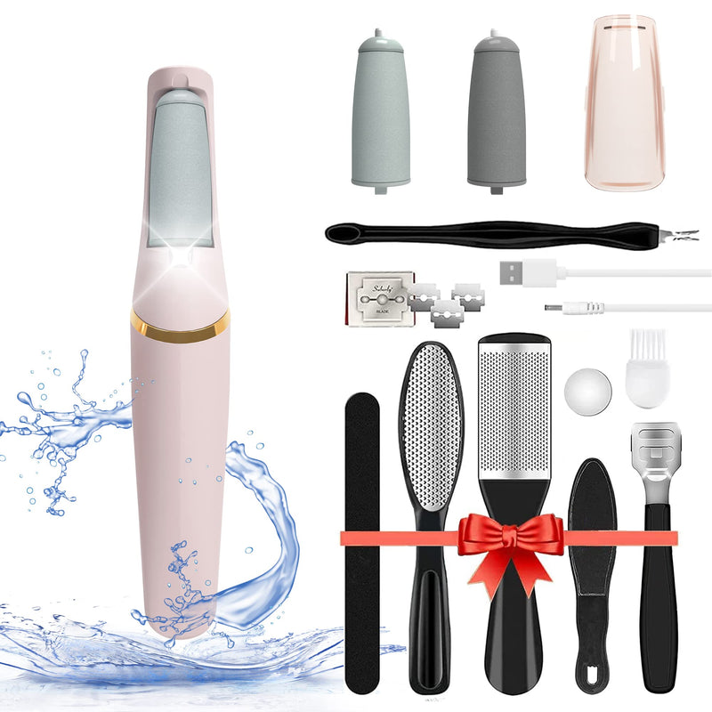 Foot File,Dongxw Electric Foot Callus Remover USB Rechargeable Waterproof Hard Skin Remover Foot with 2 Rollers LED Light,8 in 1 Foot Scraper Foot Care Gift Kit for Cracked Heels Calluses Dead Skin 1 count (Pack of 1) - BeesActive Australia