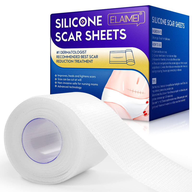 Upgrade Silicone Scar Sheets, Clear Scar Tape | Silicone Scar Tape Roll | Silicone Scar Strips Reusable Effective Scar Removal Sheets for C-Section Surgery Scar Keloid Burn Acne (1.6" x 120", 3M) 1.6" x 120", 3M - BeesActive Australia