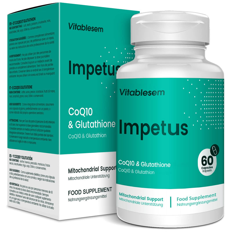 CoQ10 Complex 520mg - 60 Vegan Capsules of High Absorption Co Enzyme Q10 - with Pure Reduced Glutathione - 100% Fermented Ubiquinone - Enhanced Stability CoEnzyme Q10 Supplement 60 Count (Pack of 1) - BeesActive Australia