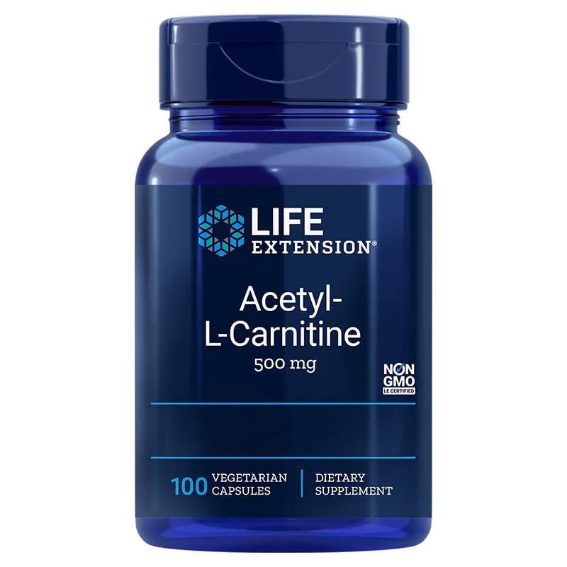 Life Extension, Acetyl-L-Carnitine, 500mg, with Vitamin C, High Dose, 100 Vegan Capsules, Laboratory Tested, Gluten-Free, Vegetarian, Soya-Free, Non-GMO - BeesActive Australia