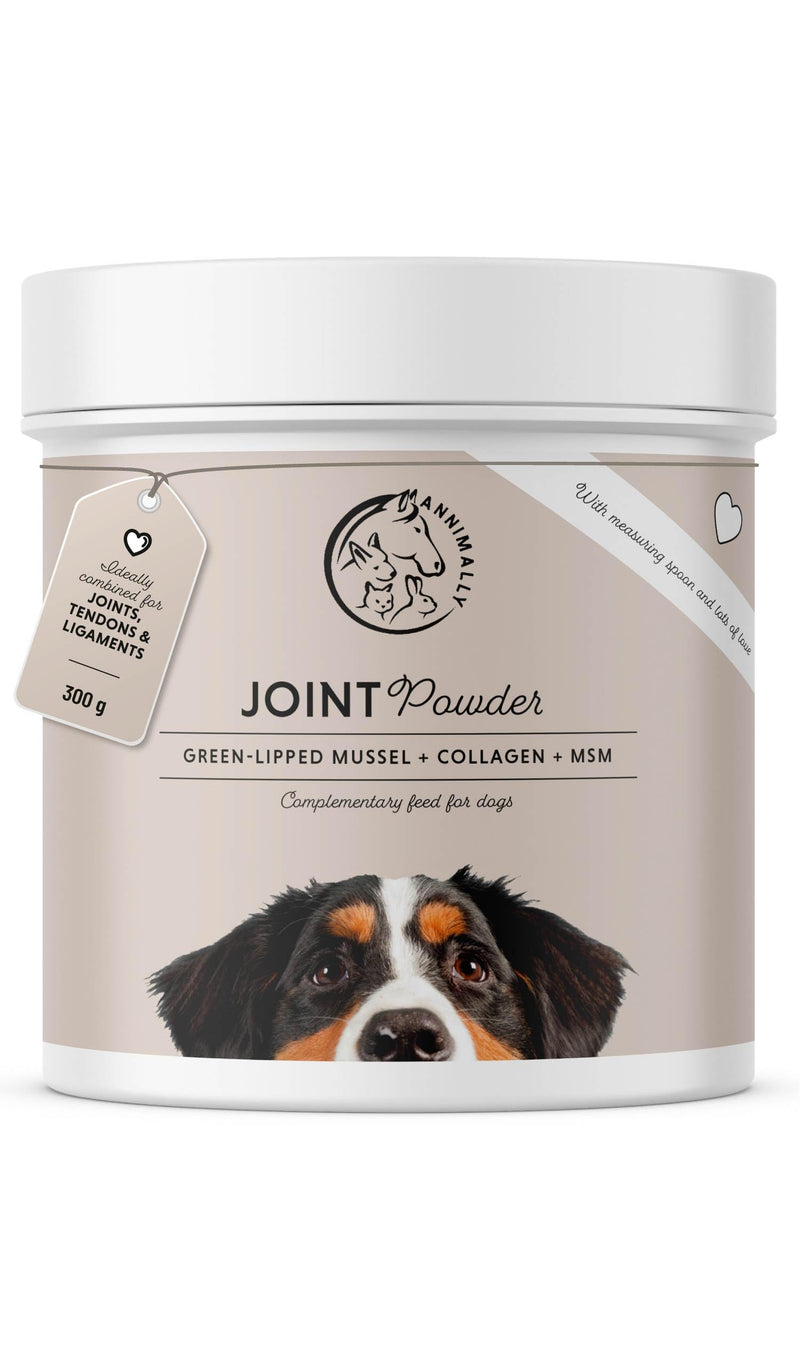 Annimally Joint Support Powder with Green Lipped Mussel for Dogs 300 g - Supplement for All Breeds with Collagen, Chondroitin & MSM, Made in Germany