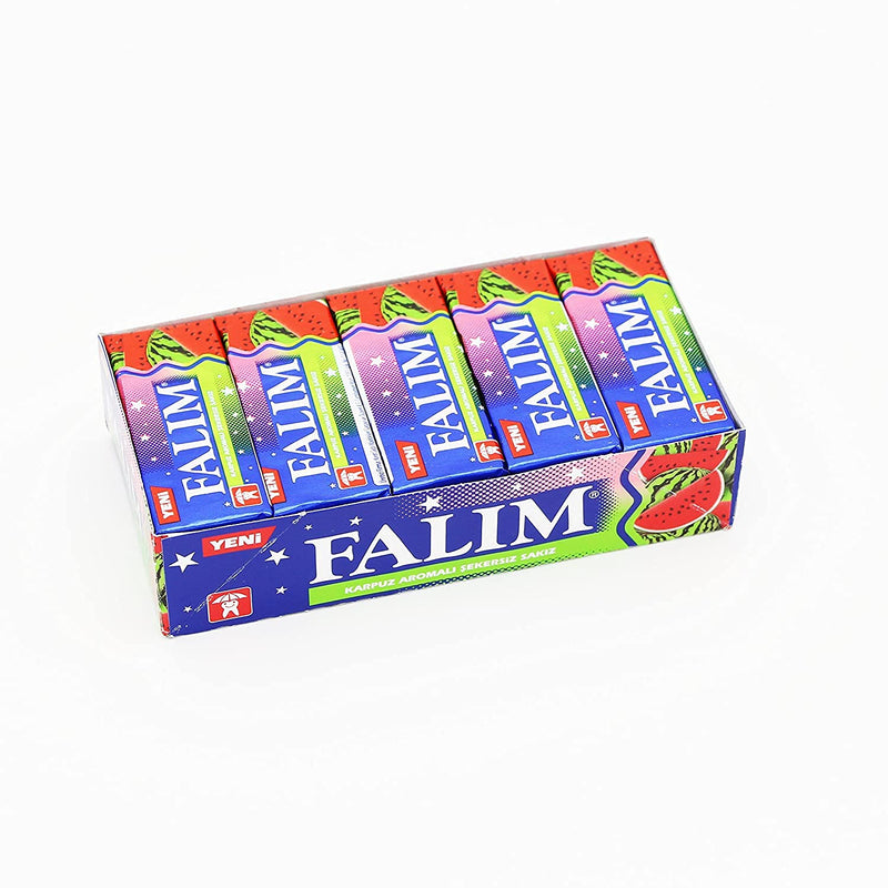 Falim Sugar Free Sugarless Chewing Gum - Total 100 Pieces - Pack of 5 x20 Pieces - Tooth Friendly - Certified Member of the University of Zurich Dental Friendly Association (1996) Watermelon Flavored - BeesActive Australia