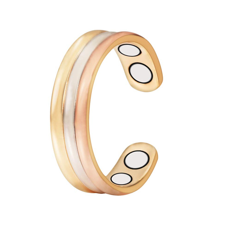 EnerMagiX Tri Tone Pure Copper Rings, Magnetic Rings for Women with 4 Magnets, Fashion Jewelry for Ladies - BeesActive Australia