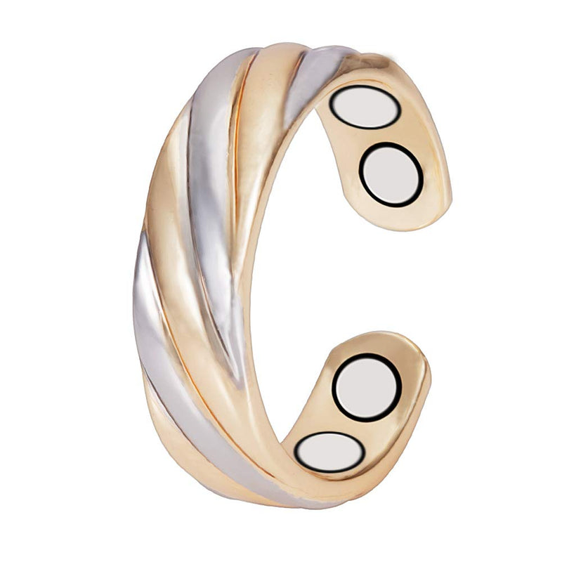 EnerMagiX Two Tone Gold & Silver Copper Magnetic Ring, Pure Copper Ring for Women, Adjustable Open Ring, Gift for Mom & Wife - BeesActive Australia