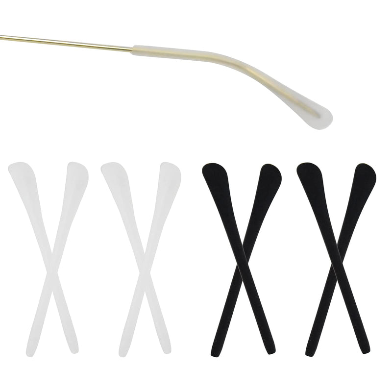 Eyeglass End Tips - 4 Pairs Silicone Anti-Slip Eyeglass Ear Hook Holder Grip Anti-Slip Ear Sock Pieces Tube, Eyeglasses Replacement Accessories for Metal Thin Sunglasses Eyeglass Legs - BeesActive Australia