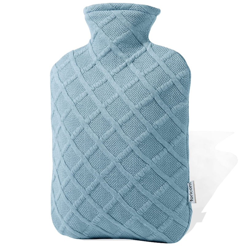 FORICOM Hot Water Bottle with Cover - Hot Water Bag, 2.0L PVC BPA-Free and Odorless for Pain Relief and Ease Aches Sky Blue - BeesActive Australia