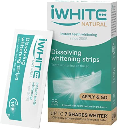 iWhite Dissolvable Teeth Whitening Strips - Teeth Whitening up to 7 Shades Whiter - Enamel Safe Tooth Whitening - 28 Peroxide-Free Whitening Strips, 14 Treatments for White Teeth - Clinically Proven - BeesActive Australia