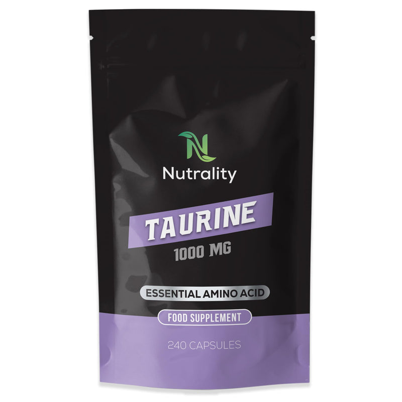 Nutrality Taurine Supplement 1000mg 240 Capsules-High Strength Energy and Endurance-Amino Acid Supplement for Overall Health- Sports Performance - Sleep Improvement-Suitable for Vegan, Vegetarians - BeesActive Australia