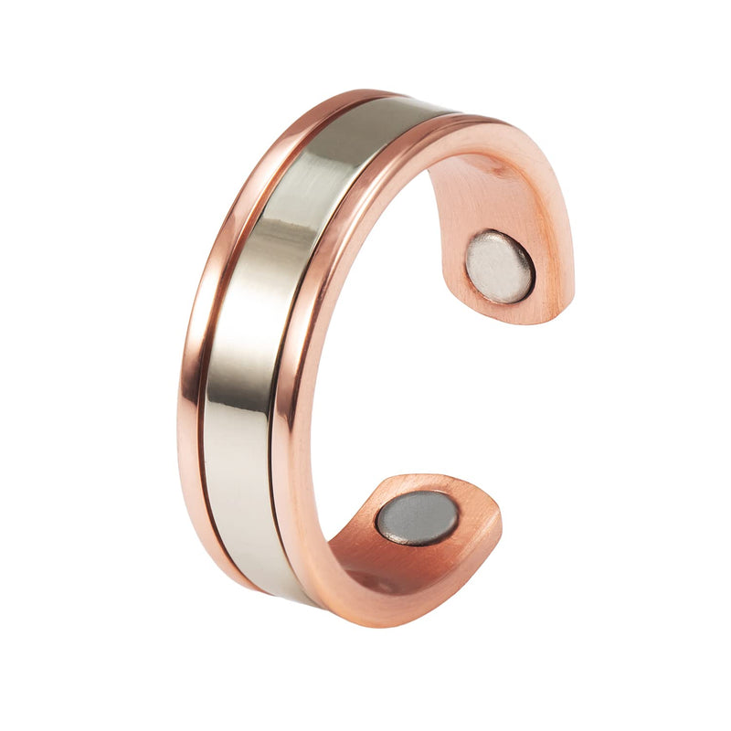 EnerMagiX Two Tone Rose Gold & Silver Copper Magnetic Ring, Pure Copper Ring for Women, Adjustable Open Ring, Gift for Mom & Wife - BeesActive Australia
