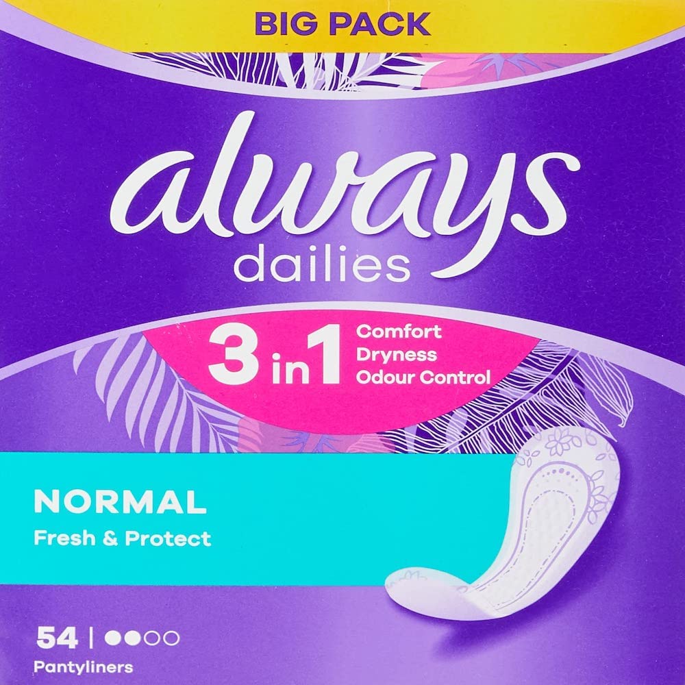 Always Dailies Normal Fresh & Protect Panty Liners x 54, Breathable, Flexible and Comfortable with Absorbent Core - BeesActive Australia