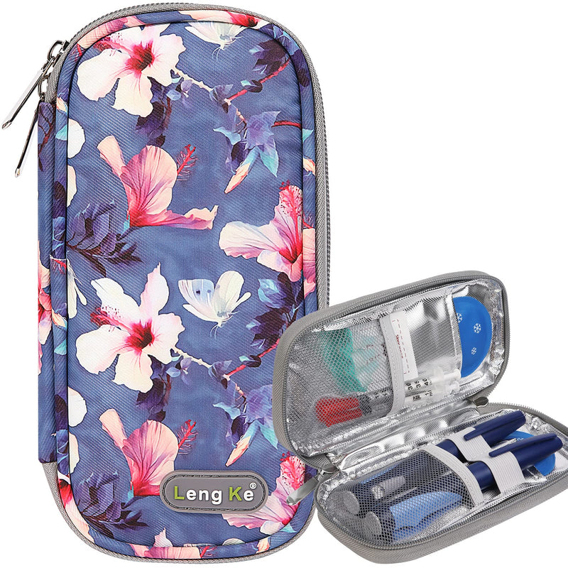 AYVANBER Insulin Cooler Travel Case Small Diabetic Medication Cooler Portable Cooling Bag with 2 Reusable Gel Ice Packs for Insulin Pens While Traveling and Other Diabetic Supplies (Begonia Flower) Begonia Flower - BeesActive Australia