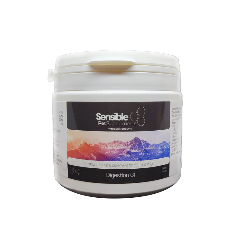 Sensible Pet Supplements 'Digestion GI' | Daily gastrointestinal supplement supporting normal digestion for dogs and cats. Contains probiotics, prebiotics, clay and Vitamin B12 | (240g Powder) 240g Powder