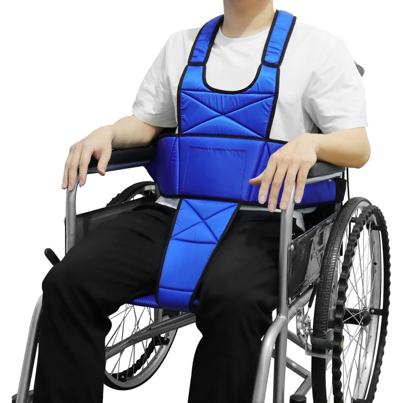 [LOSCHEN] Wheelchair Harness Belt Non-Slip Breathable Whole Body Waist Strap Seat Belt for Elderly People and Patients（Blue） - BeesActive Australia