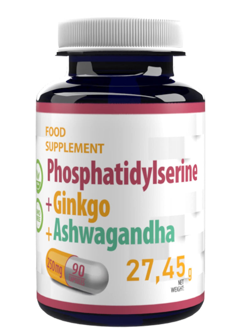 Hepatica Phosphatidylserine + Ginkgo Biloba + Ashwagandha 250mg 90 Vegan Capsules, 3rd Party Lab Tested, High Strength Supplement, Gluten and GMO Free - BeesActive Australia