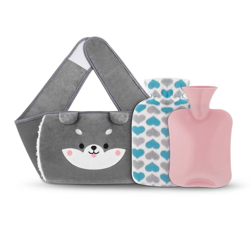 Yungden Hot Water Bottle with Waist Cover, 120cm Cute Animal Wrap Around Warm Water Bottle Belt, Wearable Hot Water Bag Pouch for Belly, Hands, Neck, Back, Shoulder, Legs and Period Cramps Pain Relief Pink-Little Bear - BeesActive Australia