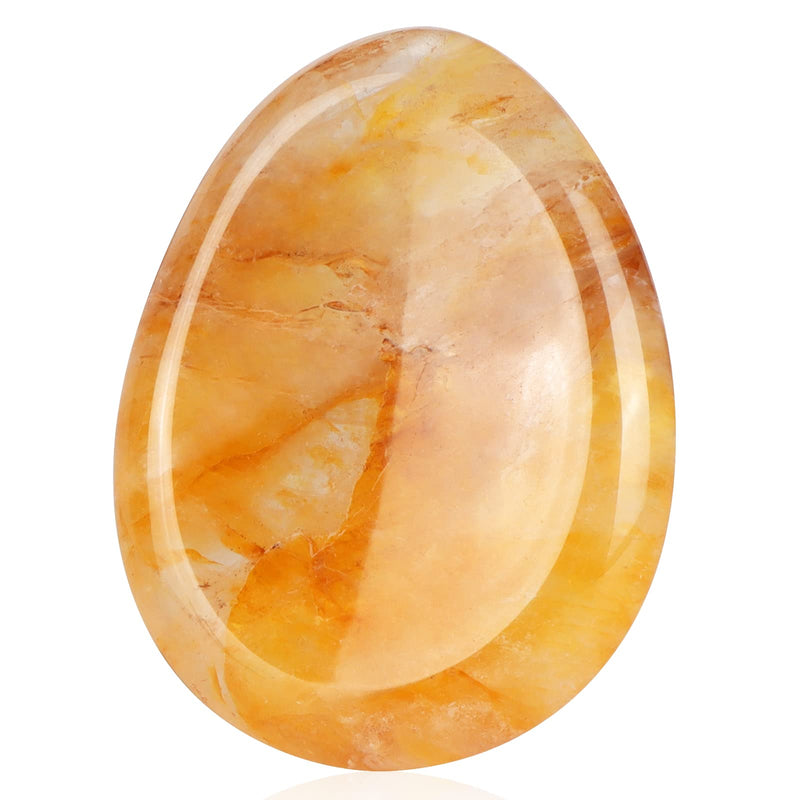 Hxswkk 1.7inches Citrine Thumb Worry Palm Stones for Anxiety Egg Shape Hand Carved Therapy Chakra Pocket Gemstone Home Decor Gifts - BeesActive Australia