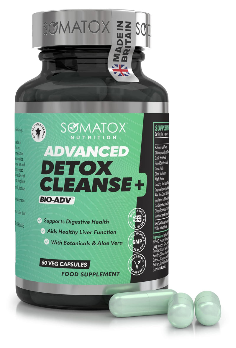 Advanced Detox Cleanse Plus – BIO-ADV™ Natural Colon & Liver Cleanse - Aids Digestion & Liver Function for Weight Loss & Health | Aloe Vera & Botanicals - 30 Day Supply/Vegan Capsules - BeesActive Australia