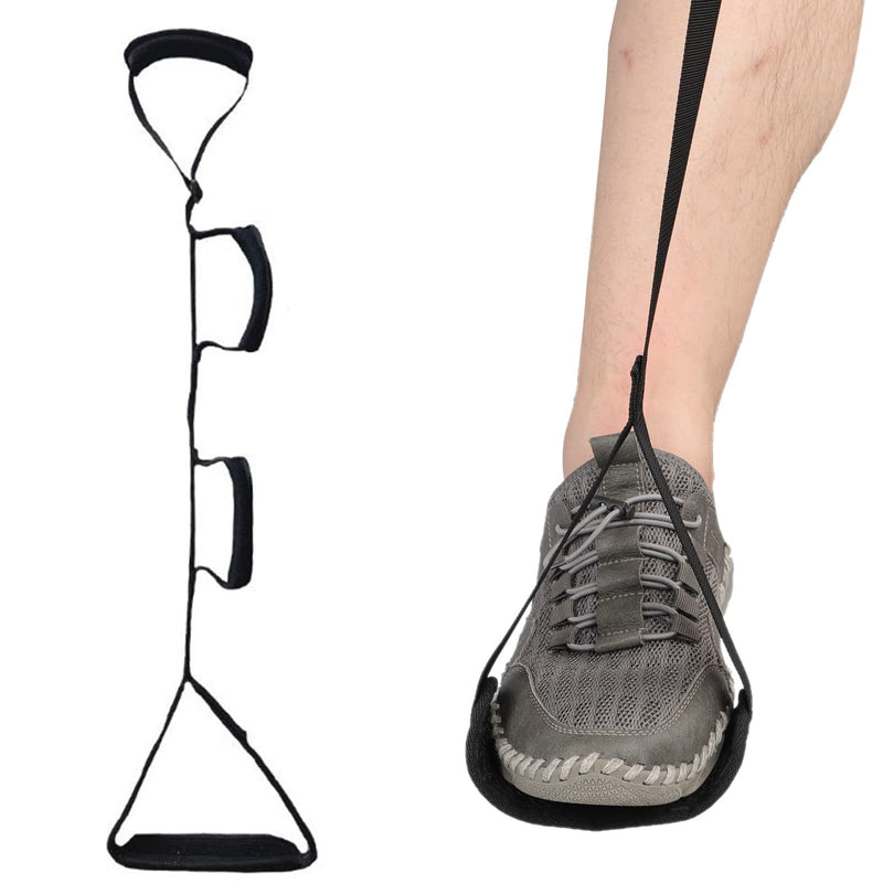 Foot Mobility Aid Tool Multi-Loop Adjustable Leg Lifting Strap Rigid Foot Lifter Hand Grip Foot Lifting Device Portable Padded Handgrips for Elderly Handicap Disabled Aids for Wheelchair Bed Couch Black B - BeesActive Australia