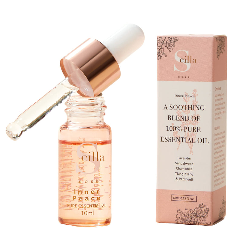 Scilla Rose Inner Peace-Pure Essential Oil Blend 10ml Total De-Stress Aromatherapy Diffuser Oil - 100% Natural and Organic with Lavender, Patchouli, Ylang-Ylang, Sandalwood Oils ‎the Inner Peace Oil(10ml) - BeesActive Australia