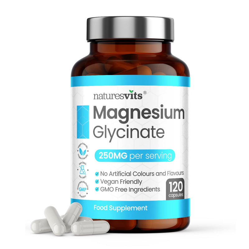 Magnesium Glycinate Capsules, 250 mg - Bisglycinate Natural Night Time Supplement to Promote Sleep and Calm, Reduce Restless Legs and Relieve Muscle Cramps - Suitable for Women and Men - BeesActive Australia