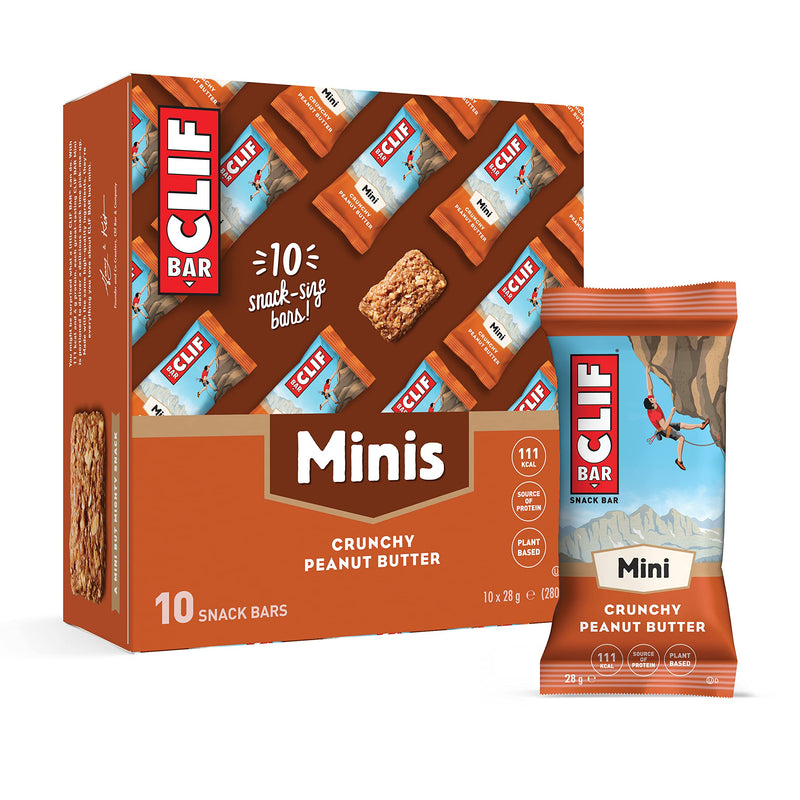CLIF BAR Minis - Snack Bar - Crunchy Peanut Butter - Plant Based Protein - 10 x 28 g 10 Count (Pack of 1) - BeesActive Australia