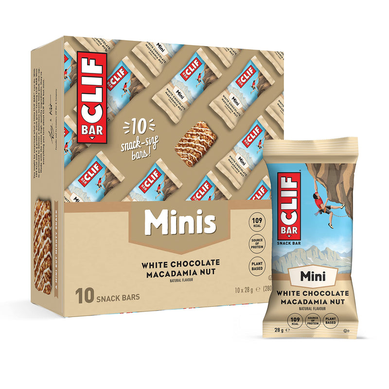 CLIF BAR Minis - Snack Bar - White Chocolate Macadamia Nut - Plant Based Protein - 10 x 28 g 28 g (Pack of 10) - BeesActive Australia