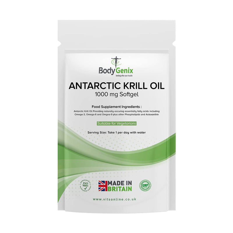 Bodygenix Antarctic Krill Oil Supplements, Healthy with high Omega-3, 6, 9 Joints and Immune Support 1000 mg Softgels (30) 30 - BeesActive Australia