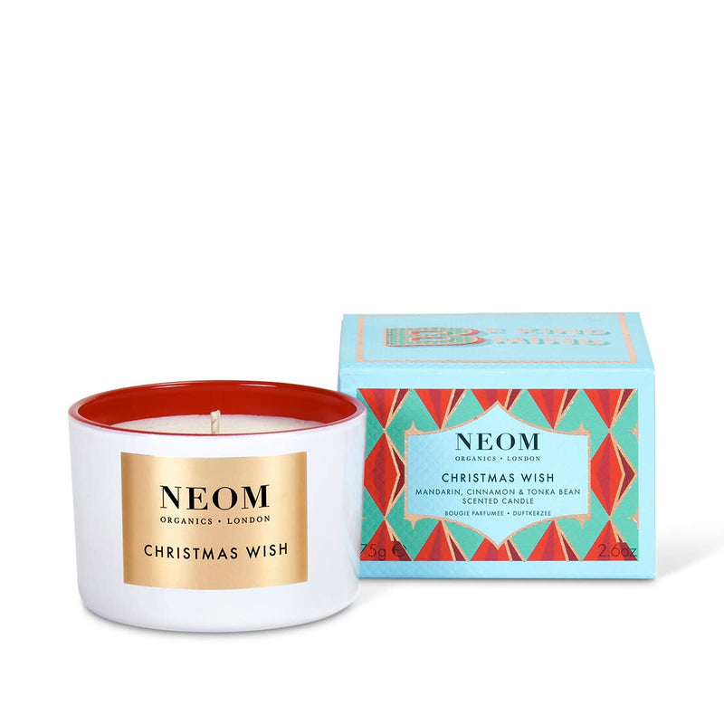 NEOM- Christmas Wish Luxury Scented Candle- Travel Size | Essential Oil Aromatherapy Candle | Mandarin & Cinnamon | Gift… - BeesActive Australia