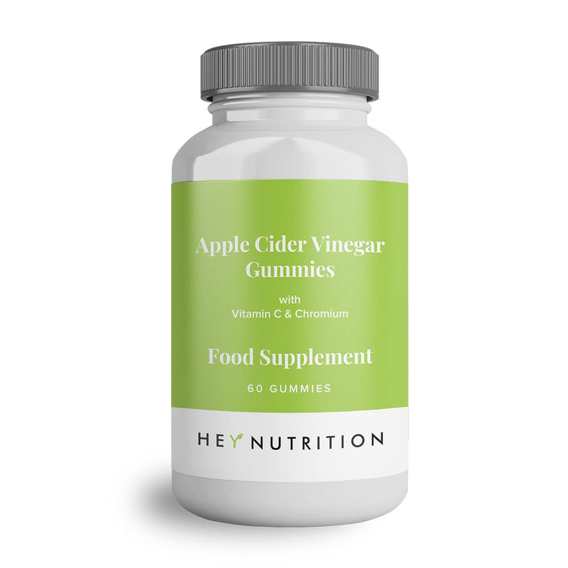 Hey Nutrition Apple Cider Vinegar Gummies Supplement - Vitamin C & Chromium - Supports Skin Health, Metabolic Function & Immune Health - No Artificial Flavours, Non-GMO & Dairy-Free - 60 Vegan Gummies - BeesActive Australia