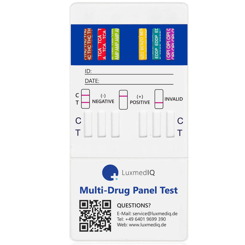 LuxmedIQ Multi Drug Test 12-in-1 - Professional Urine Drug Testing Kit for All Drugs - Cocaine, Opiates, Cannabis, Amphetamines, Ecstasy, Methamphetamine, Methadone and 5 More Common Drugs - Dip Card - BeesActive Australia