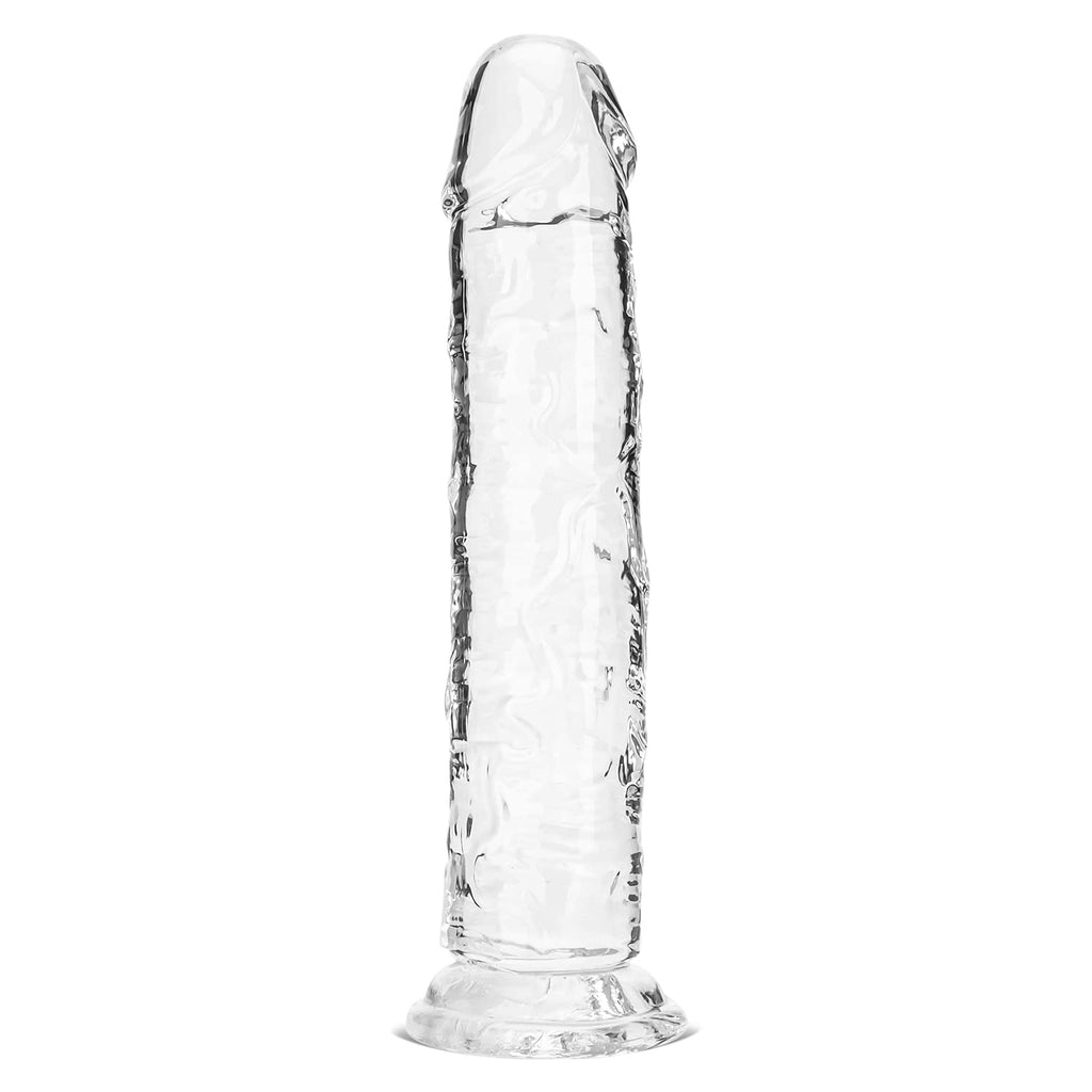 Realistic Dildo, Liquid Silicone Lifelike Huge Penis with Strong Suction Cup for Hands-Free Play, Flexible Cock with Curved Shaft and Balls for Vaginal G-spot and Anal Play (Transparent, 6.3 inches) transparent - BeesActive Australia