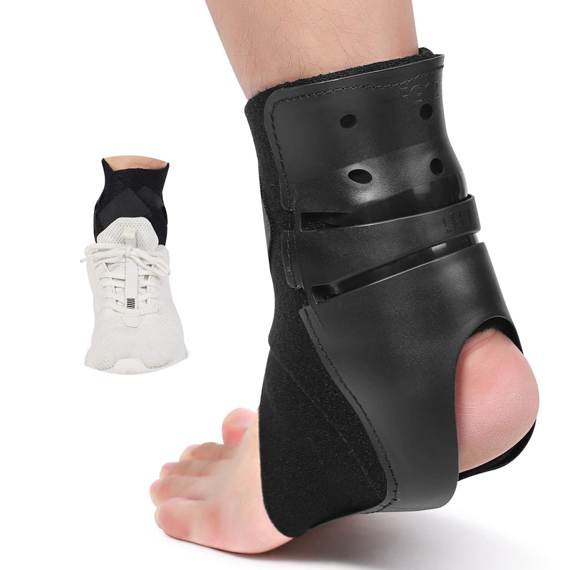 AIOUTGOGO Ankle Support Brace with Side Stabilizers for Men & Women for Sports Injury Recovery Ankle Sprain Compression, Arthritis, Achilles,Tendon, Foot Pain Relief, Soccer fit Left foot 1 Piece(L) L - BeesActive Australia