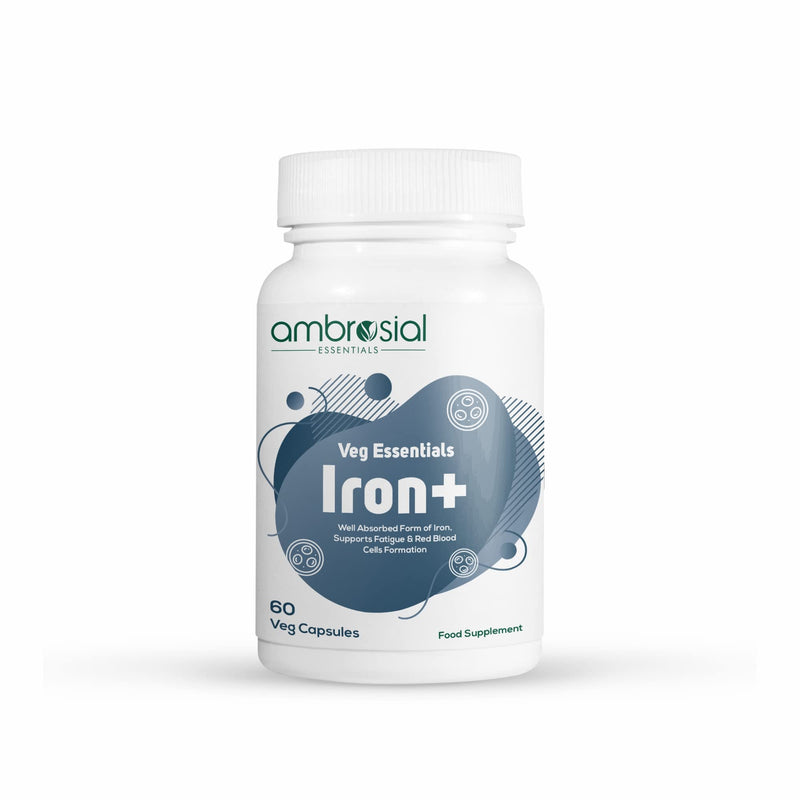 Ambrosial Iron Tablets High Strength 25mg| Iron Supplements for Women & Men Blood Support & Helps Reduce Tiredness & Fatigue | Enhanced Absorption & Non - Constipating (Pack of 1-60 Capsules) - BeesActive Australia