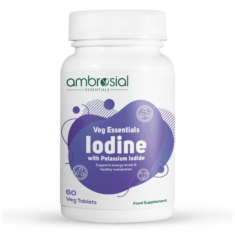 Ambrosial Iodine Supplement 5000mcg with 7500 mcg Potassium Iodide| High Strength Iodine Tablets | Natural Source of Iodine from Potassium Supplements & Iodide Tablets (Pack of 1-60 Tablets) 60 count (Pack of 1) - BeesActive Australia