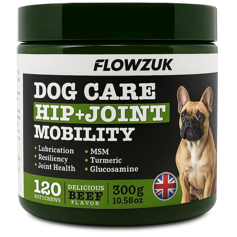 Dog Care Supplement - All-Natural Hip and Joint Supplements for Dogs - Dog Joint Itch Chews with Glucosamine, Turmeric, MSM - Beef