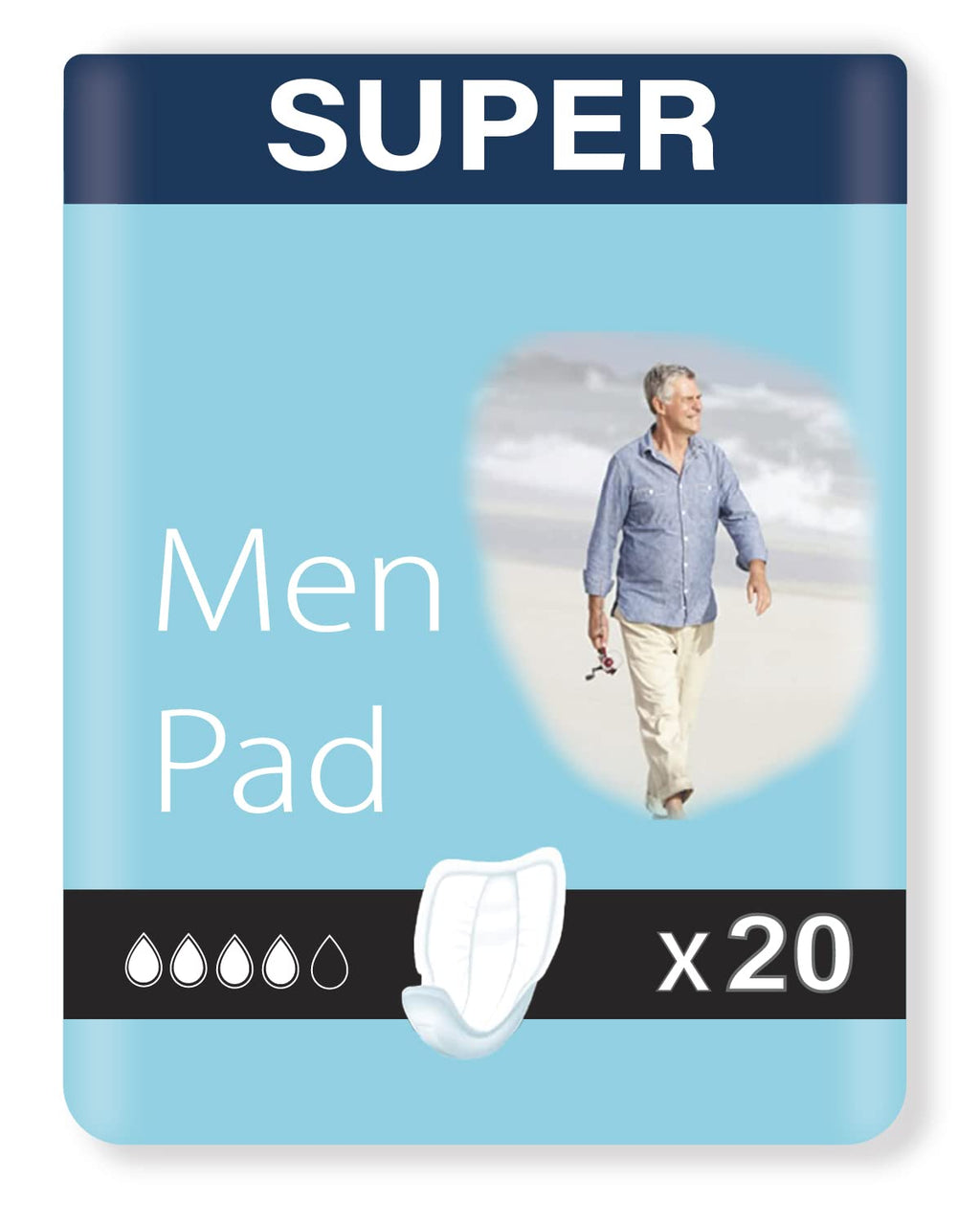 20 x Incontinence Pads Men with Adhesive Strip | Provides Extra Protection and Maximum Dryness | Mens Incontinence Pads | Anatomical Shaped | Pads for Men | Bladder Weakness Pads Men | (1 Pack of 20) 1 Pack of 20 - BeesActive Australia