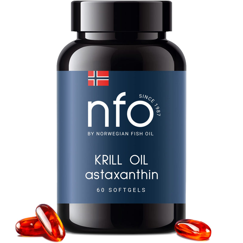 NFO Omega 3 Krill Oil Astaxanthin [60 Capsules] Antarctic Krill Oil with Norwegian Fish Oil and High Strength of EPA & DHA with Phospholipids & Astaxanthin Complex Original Premium Supplement - BeesActive Australia