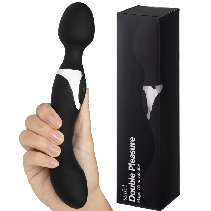 Sinful Magic Wand Vibrator - Curvy Double Pleasure Wand Vibrator - Rechargeable Massage Wand Sex - Waterproof and Powerful Sex Wand - 2 Motors with 10 Modes Each - Vibrator Wand for Women and Couples - BeesActive Australia