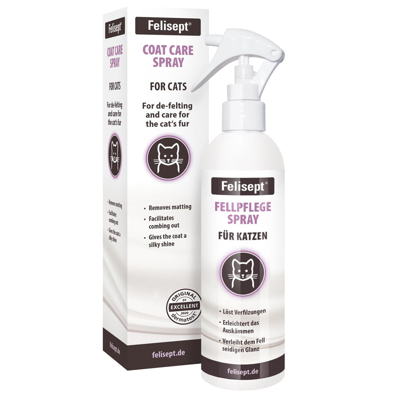 Felisept Fur Care Spray for Cats 250ml - Detangling spray for cats - Mite treatment for cats - Cat dentangler spray & Cat grooming spray - Cat perfume - Mild care for fur - Cat Odor Eliminator Spray Coat Care Spray 250ml