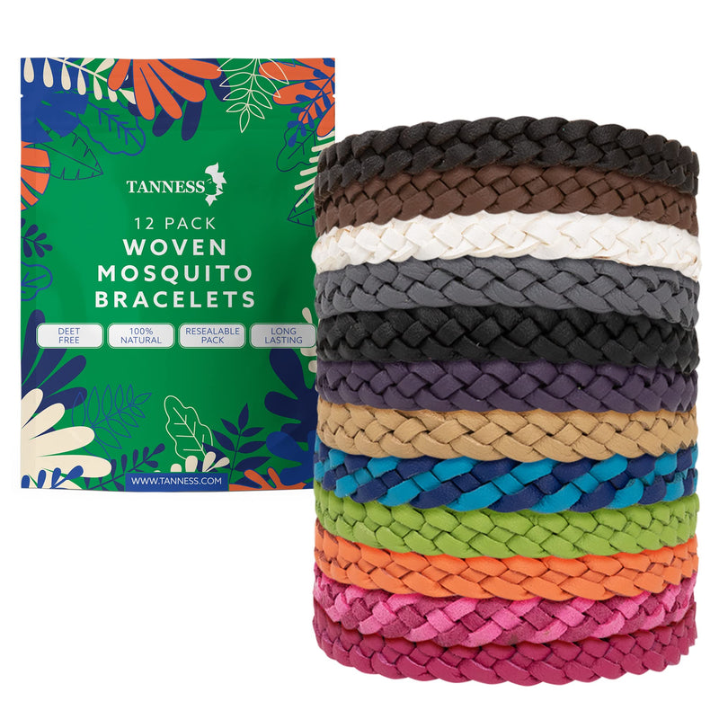Tanness 12 Pack Mosquito Repellent, Insect Repellent Bracelet, Smidge Insect Repellent, Mosquito Repellent, Woven Deet-Free Insect Repellent, Mosquito Repellent Bracelet, Mosquito Bands, Kids & Adult Solid - BeesActive Australia
