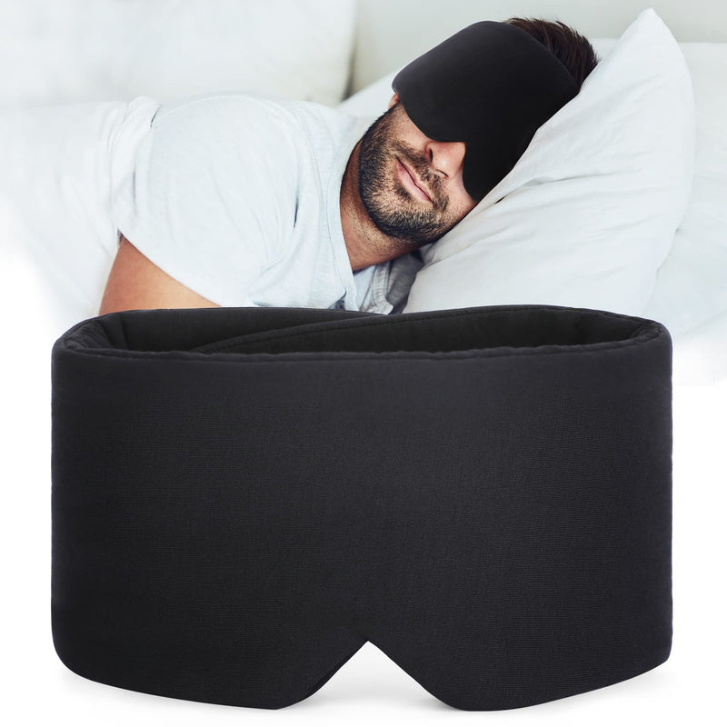 FRESHME Sleep Mask Blackout - Handmade Cotton Sleep Mask for Women Men Eye Mask for Sleeping Black Soft Eye Cover for Sleeping with Adjustable Veclro Breathable Eye Blindfold for Night Nap Travel - BeesActive Australia