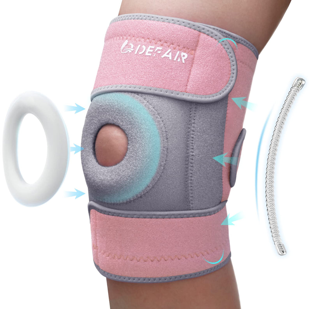 Knee Support Brace for Women Arthritis/Joint Pain Relief/Meniscus Tear, Extra Large Knee Compression Sleeve for Weight Lifting/Running, Patella Tendon Knee Supports with 3 Adjustable Straps Mum Gifts Pink-Grey M-XXL(15" to 22"/40cm to 56cm) - BeesActive Australia