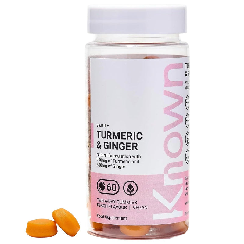 Vegan Turmeric & Ginger Vitamin Gummies by Known Nutrition | 60 Two-a-Day Gummies (One Month�s Supply) | Vegan Food Supplement with Natural Botanical Extract | 100% Natural Peach Flavoured 1 - BeesActive Australia