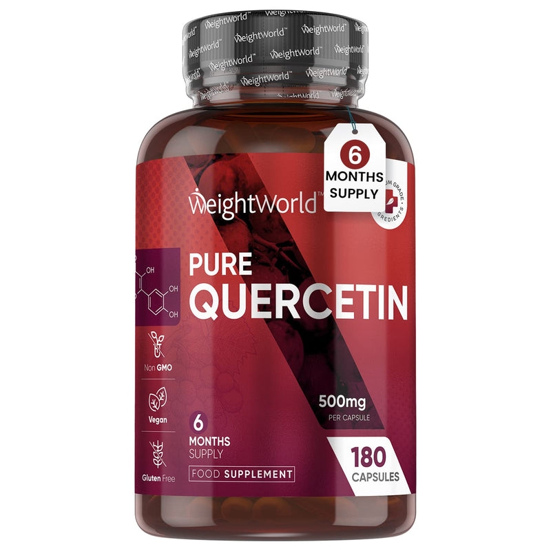 Pure Quercetin Capsules - 6 Months Supply (180 Vegan Quercetin Powder Capsules) - High Strength Quercetin Supplement - Offers Better Absorption & Effectiveness - Natural Immunity Supplement - BeesActive Australia