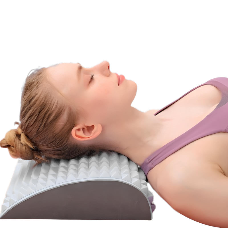 Neck and Back Stretcher, Neck and Shoulder Relaxer Cervical Traction Device Pillow Lumbar Traction Stretcher for TMJ Pain Relief and Cervical Spine Alignment, Multi-Level Adjustable Spine Board (Grey) Grey - BeesActive Australia