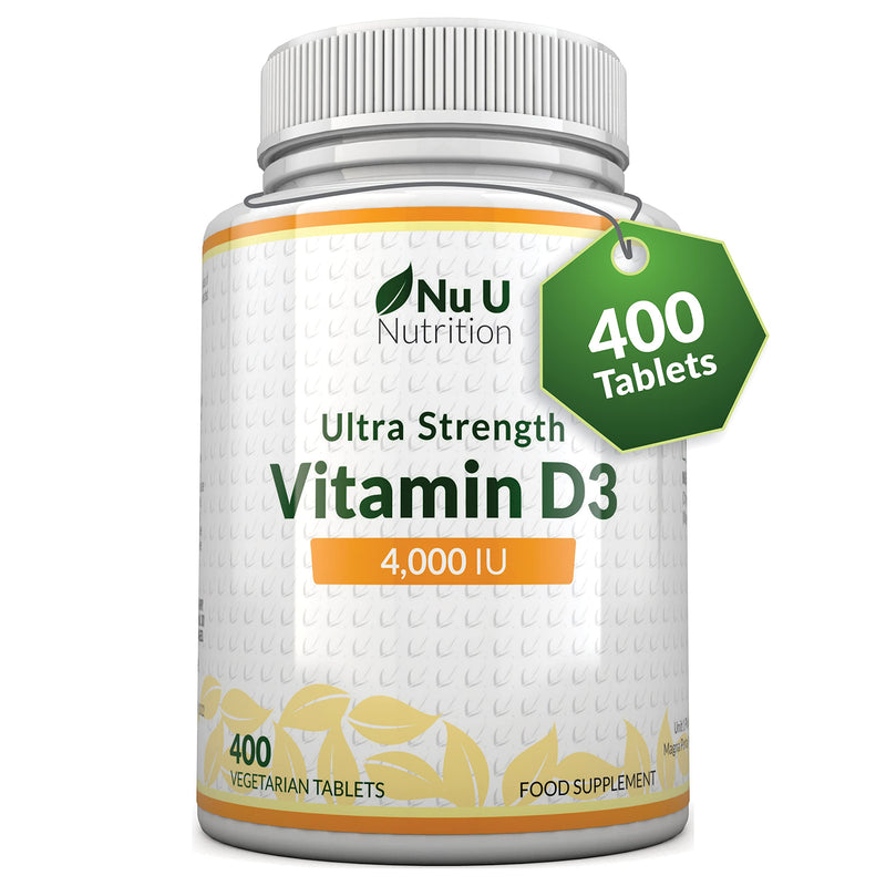 Vitamin D3 4000 IU - 400 Tablets - High Strength 100 mcg Vitamin D Tablets, Vegetarian, 13 Month Supply, Easy to Swallow Micro Tablets, Immune System, Bone and Muscle Function Support - BeesActive Australia