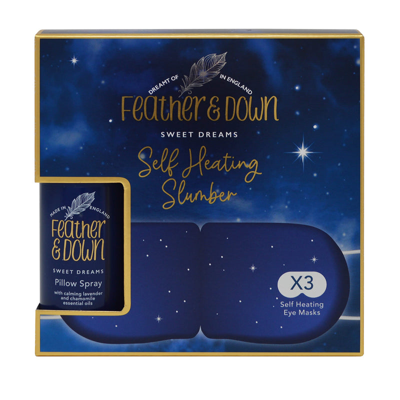 Feather & Down Self Heating Slumber (50ml Pillow Spray & 3 x Self Heating Eye Masks) - The Perfect Pairing to Relieve Tension & allow you to Drift into a Deep, Relaxing Slumber. Clear - BeesActive Australia