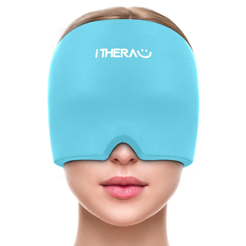I-THERA-U Migraine Relief Cap - Reusable Headache Relief Cap, Flexible Headache Hat for Migraine, Migraine Cap for Tension Headache, Sinus Pressure, Puffy Eyes, Stress Relief Migraine Hat Blue Compression - BeesActive Australia