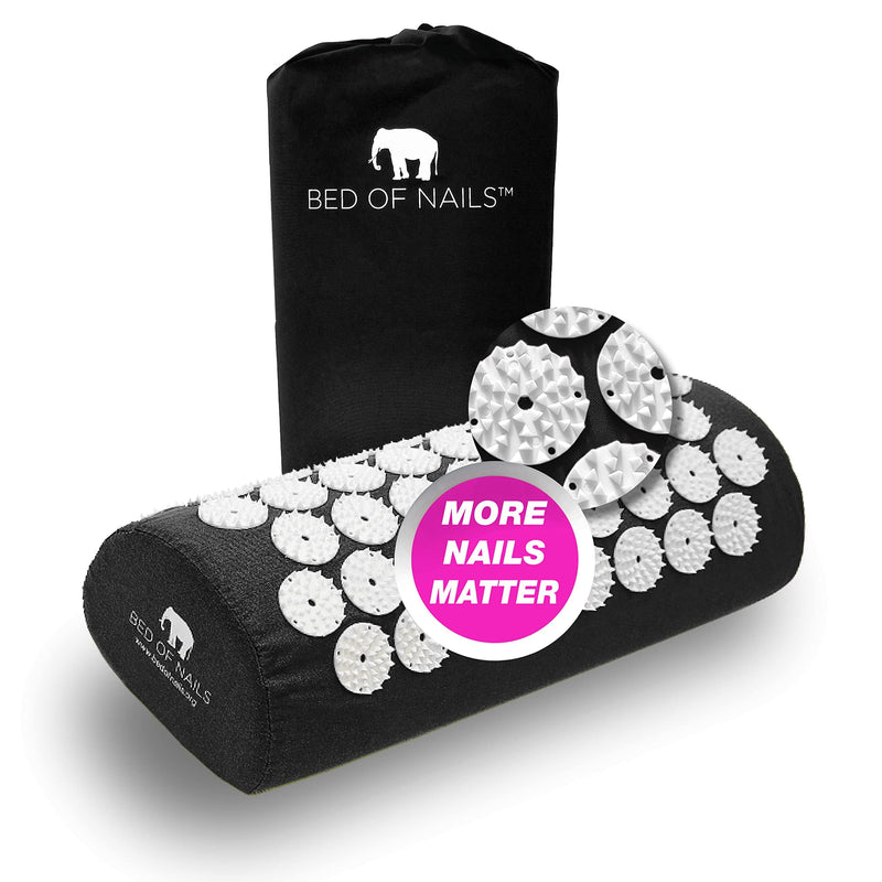 BED OF NAILS Original Acupressure Pillow � 2,142 Nails � Premium Acupuncture Bolster Massage Pillow for Neck and Shoulder Pain, Stress & Back Pain Relief � Carry Bag, 38 x 15 x 10 cm, Jet Black - BeesActive Australia