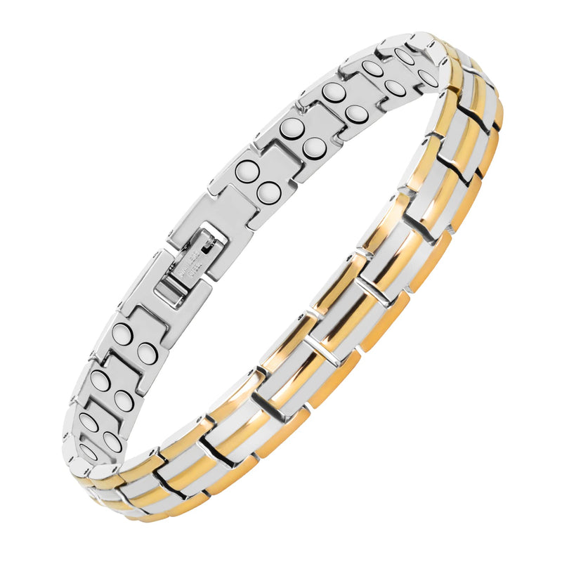 Jeracol Lymphatic Detox Brazaletes Titanium Steel Magnetic Bracelets for Women,Women's Simple Design Ultra Strength(3500 Guass Each) Magnetic Bracelet,Adjustable Size with Sizing Tool in Gift Box. 2X-SG - BeesActive Australia
